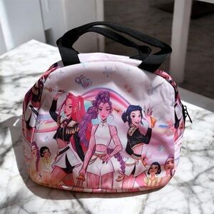 Chic Pink Character Print Cosmetic Bag
